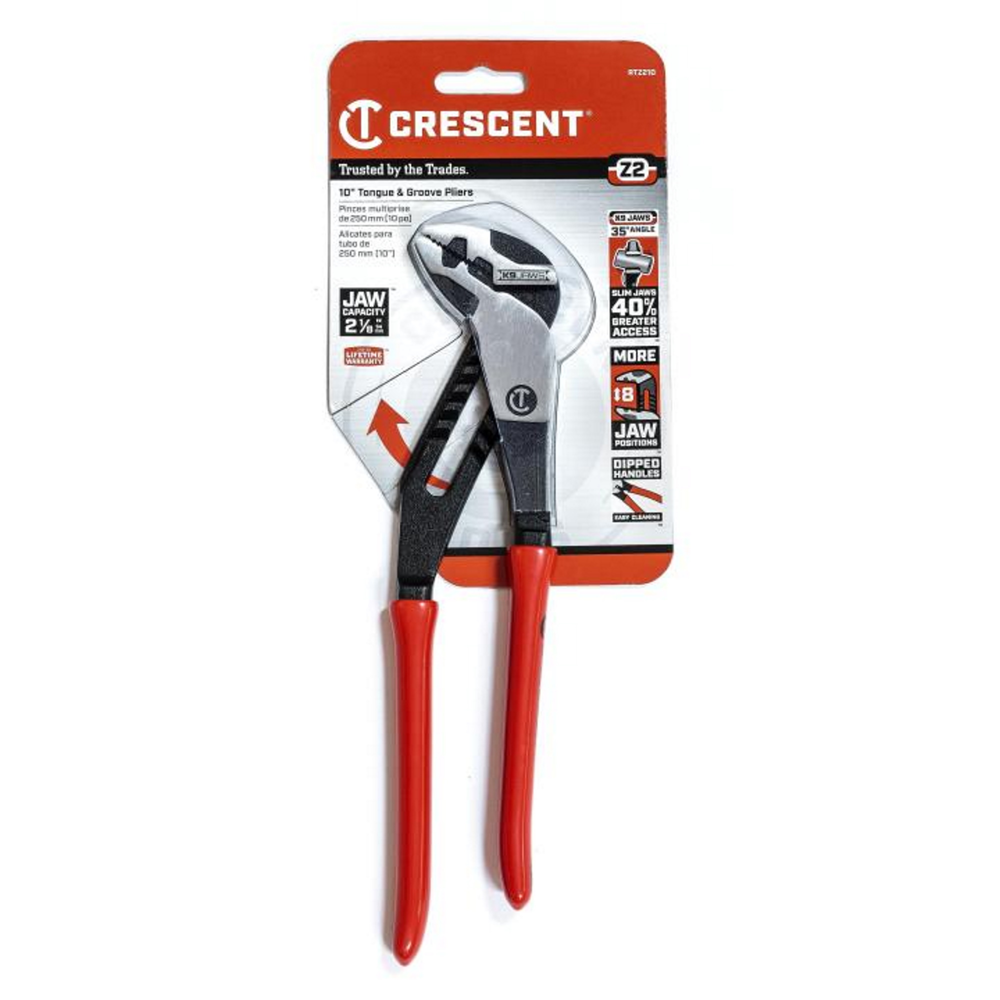 Crescent Z2 K9™ Straight Jaw Dipped Handle Tongue and Groove Pliers